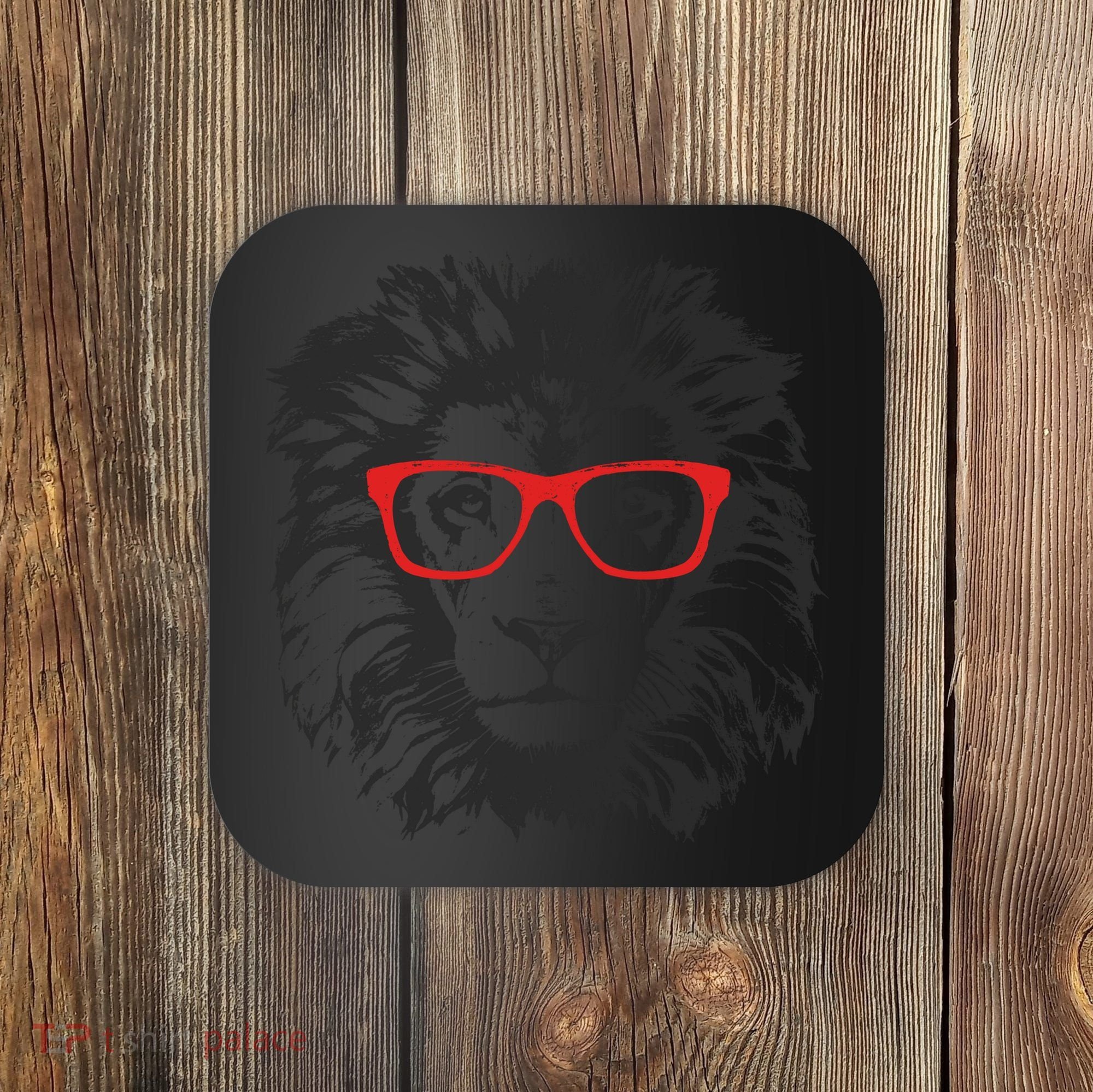Portrait of Lion with glasses Coaster
