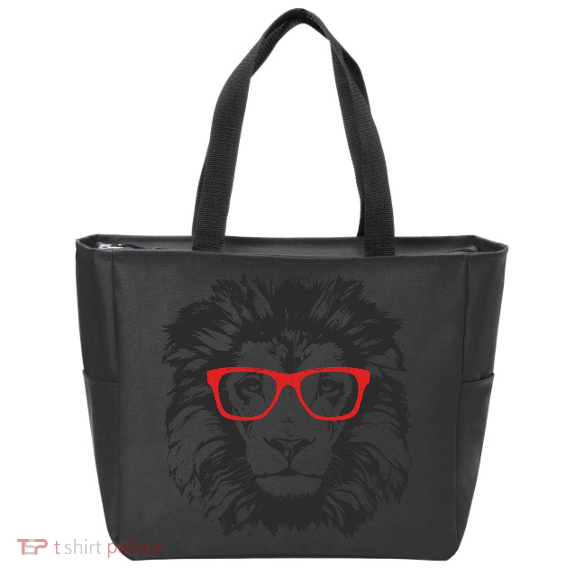 Portrait of Lion with glasses Tote Bag