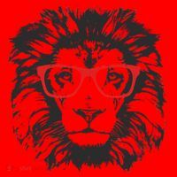 Portrait of Lion with glasses Santa Hat thumb 1