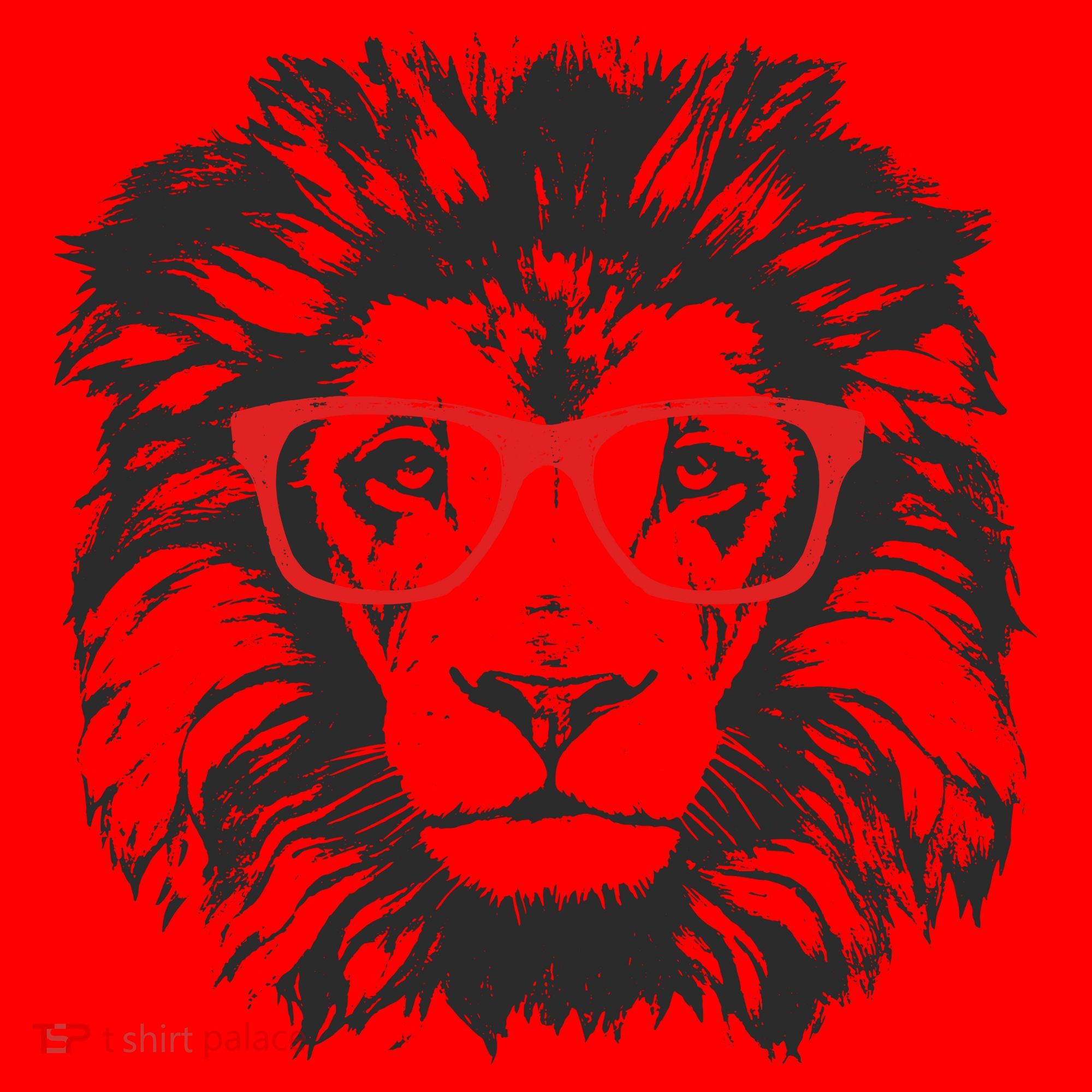 Portrait of Lion with glasses Santa Hat