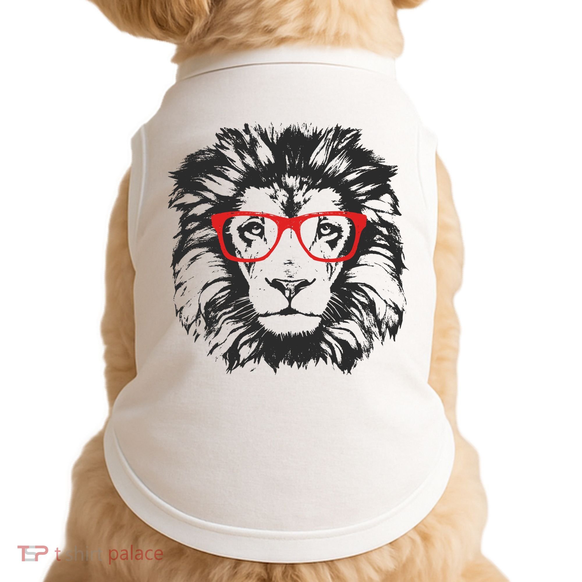 Portrait of Lion with glasses Doggie Tank