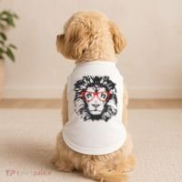 Portrait of Lion with glasses Doggie Tank thumb 2