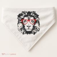 Portrait of Lion with glasses USA-Made Doggie Bandana thumb 0