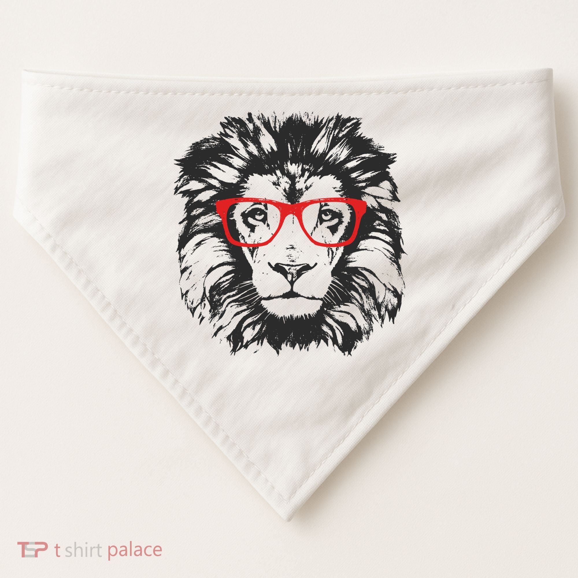 Portrait of Lion with glasses USA-Made Doggie Bandana