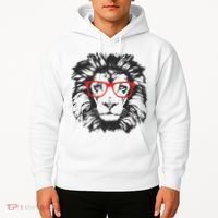Portrait of Lion with glasses Hoodie thumb 2