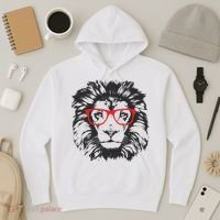 Portrait of Lion with glasses Hoodie thumb 3