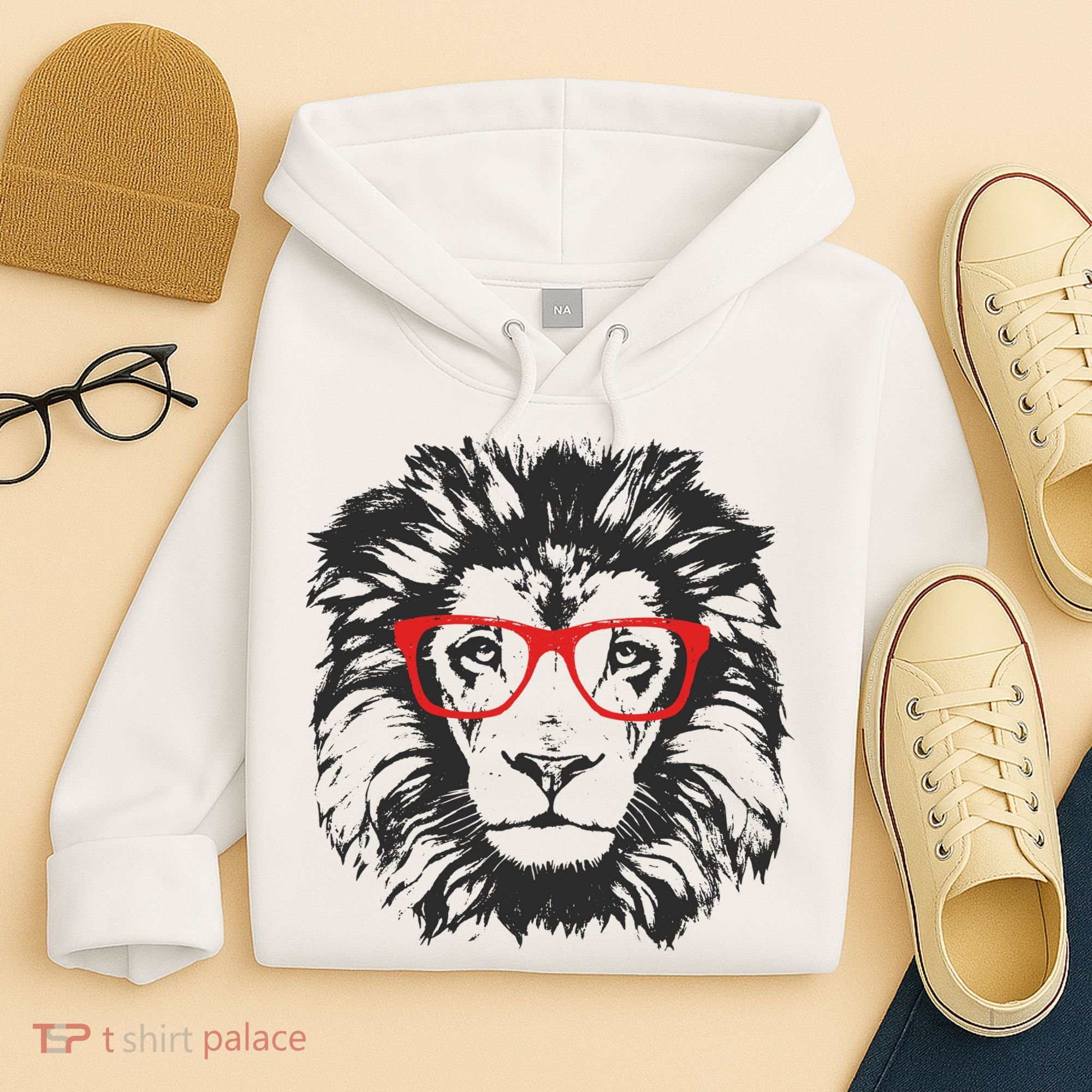 Portrait of Lion with glasses Hoodie