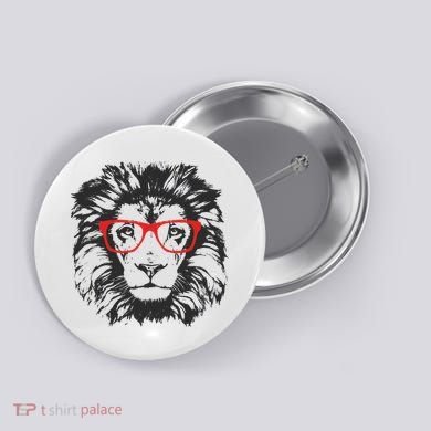 Portrait of Lion with glasses Button