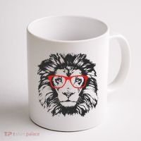 Portrait of Lion with glasses Coffee Mug thumb 1