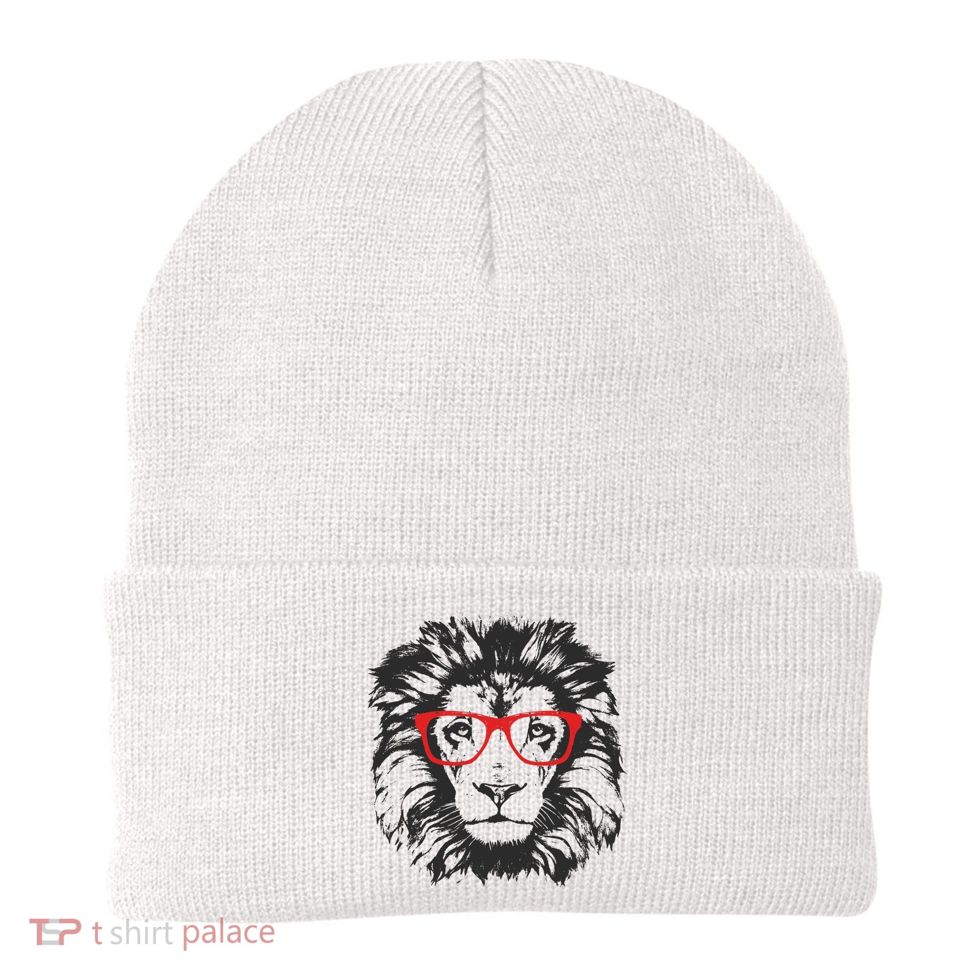 Portrait of Lion with glasses Beanie