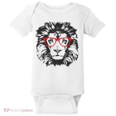 Portrait of Lion with glasses Baby Bodysuit