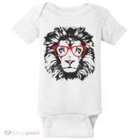 Portrait of Lion with glasses Baby Bodysuit thumb 0