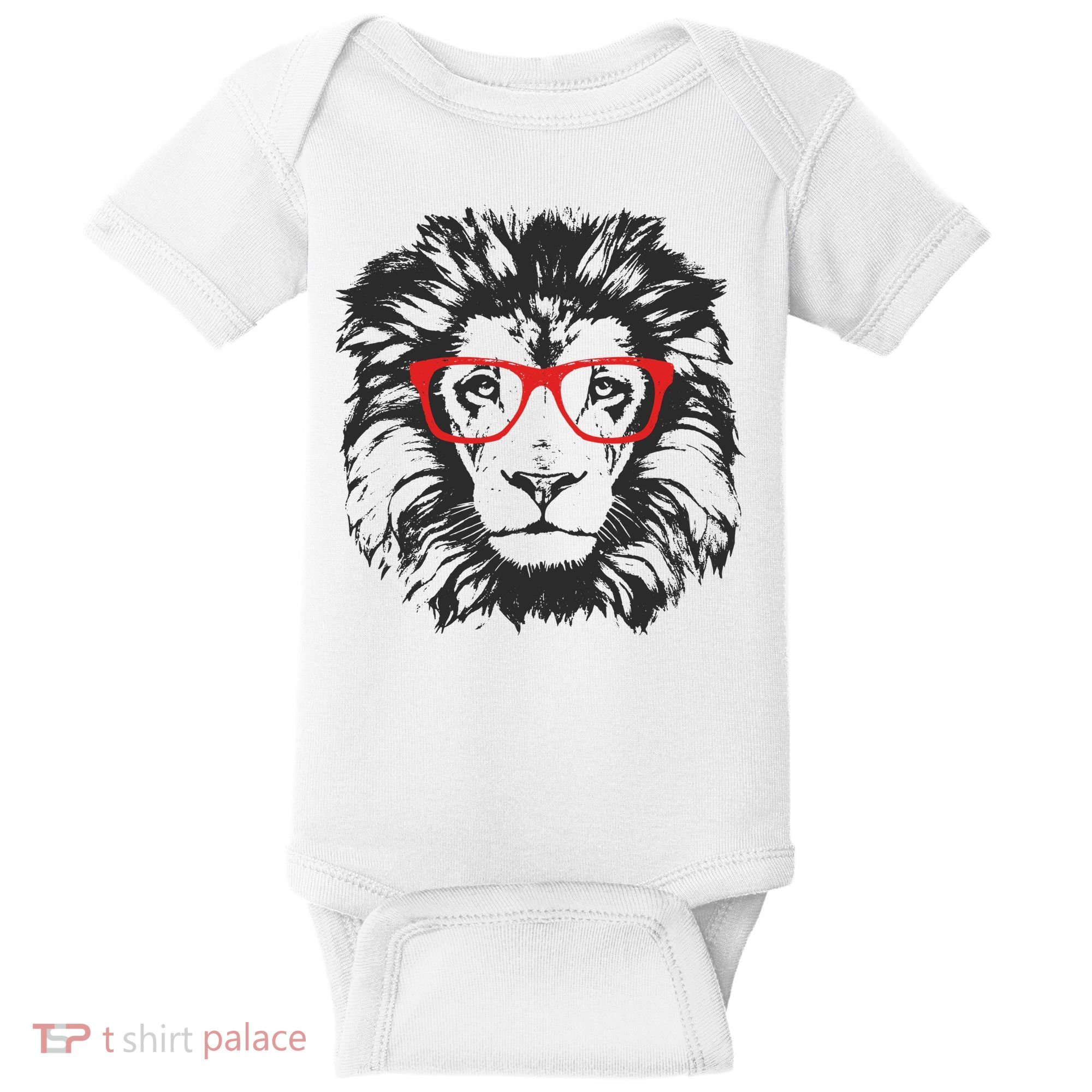 Portrait of Lion with glasses Baby Bodysuit