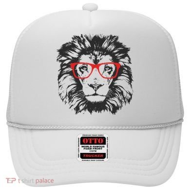 Portrait of Lion with glasses Hat