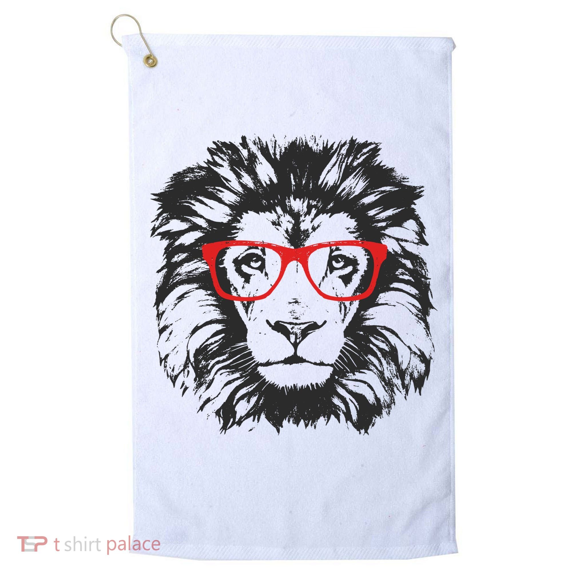 Portrait of Lion with glasses Golf Towel