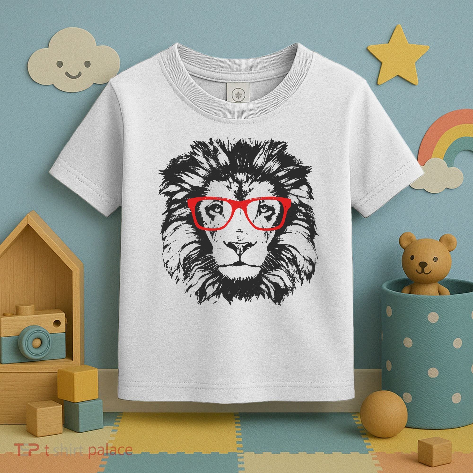 Portrait of Lion with glasses Toddler T-Shirt