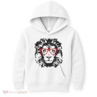 Portrait of Lion with glasses Kids Hoodie thumb 0