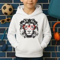 Portrait of Lion with glasses Kids Hoodie thumb 2
