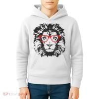 Portrait of Lion with glasses Kids Hoodie thumb 4