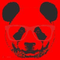 Portrait of Panda with glasses Santa Hat thumb 1