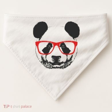 Portrait of Panda with glasses USA-Made Doggie Bandana