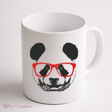 Portrait of Panda with glasses Coffee Mug back