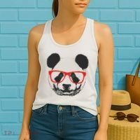 Portrait of Panda with glasses Women's Tank Top thumb 2