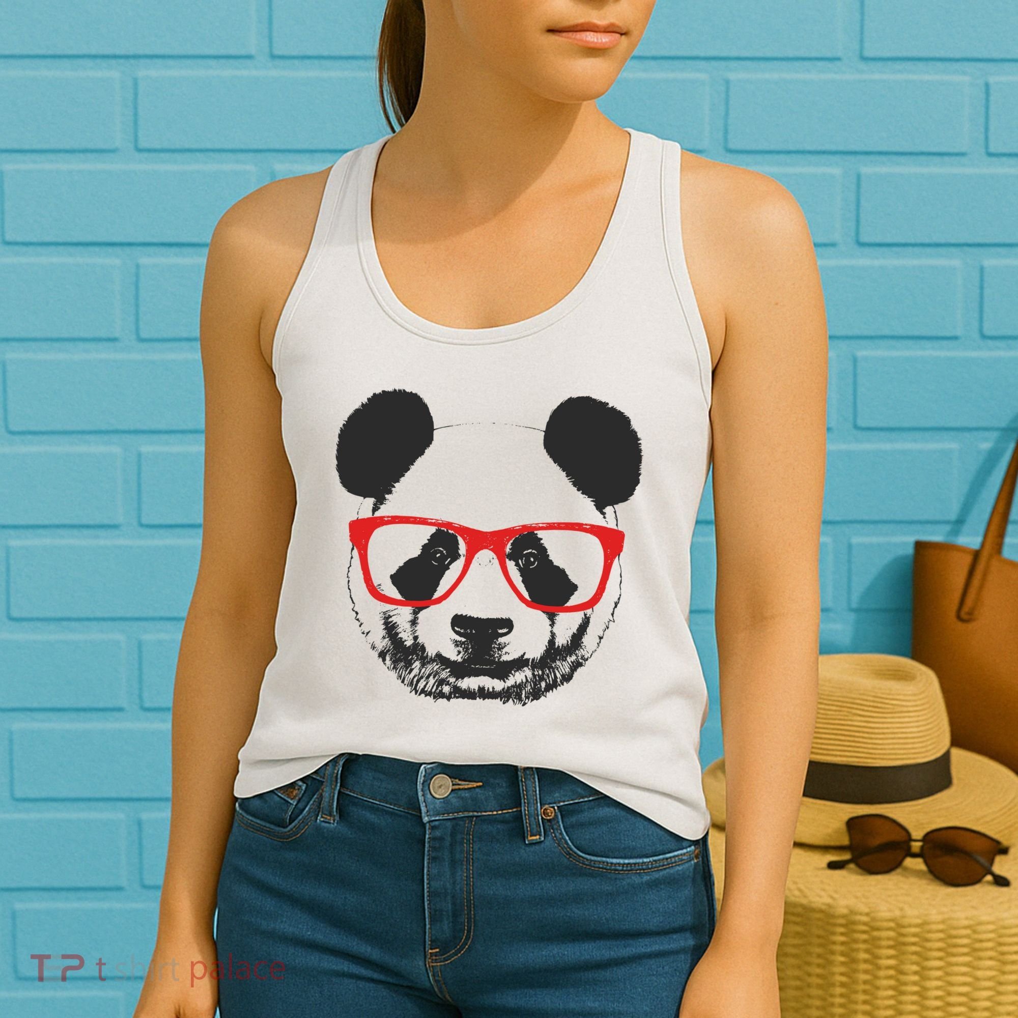 Portrait of Panda with glasses Women's Tank Top