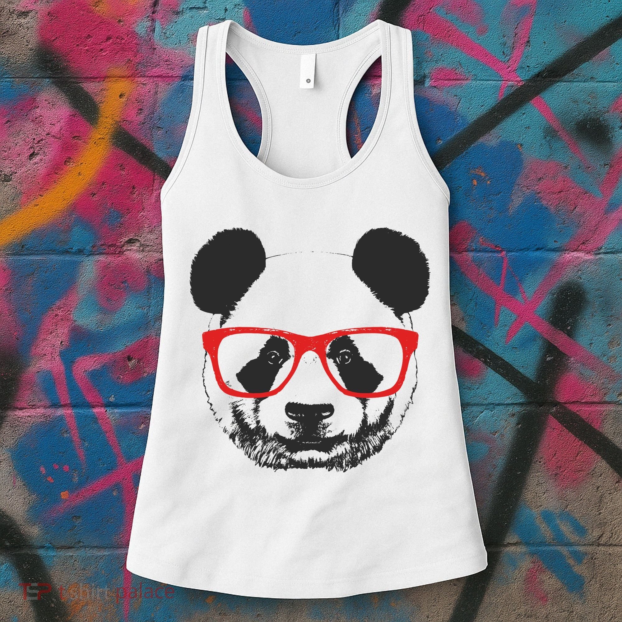 Portrait of Panda with glasses Women's Tank Top