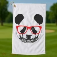 Portrait of Panda with glasses Golf Towel thumb 1