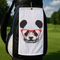 Portrait of Panda with glasses Golf Towel thumb 2