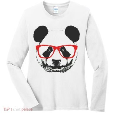 Portrait of Panda with glasses Women's Long Sleeve Shirt
