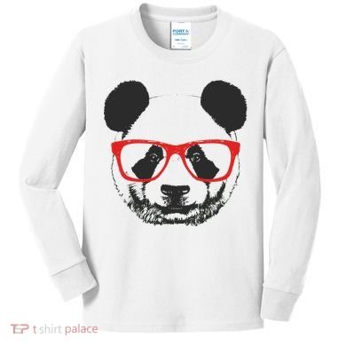 Portrait of Panda with glasses Kids Long Sleeve Shirt