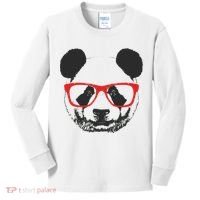 Portrait of Panda with glasses Kids Long Sleeve Shirt thumb 0