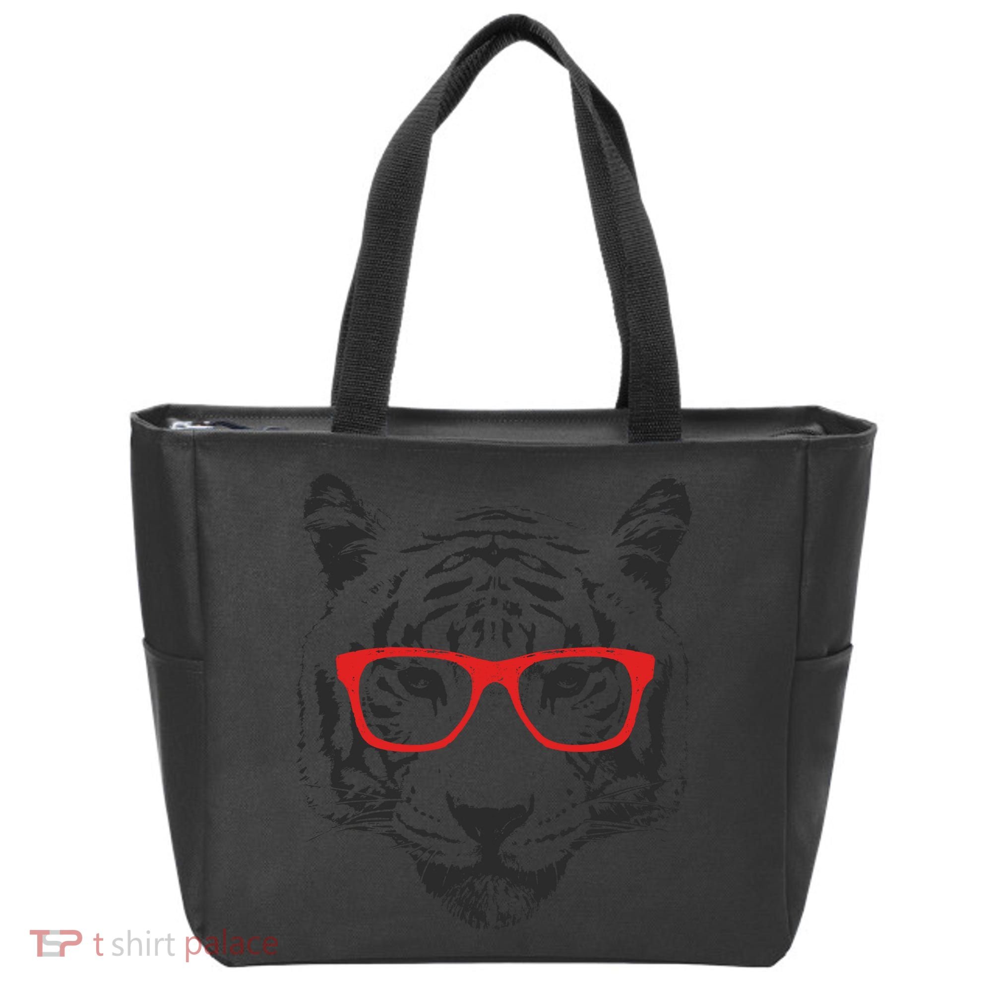 Portrait of Tiger With Glasses Tote Bag
