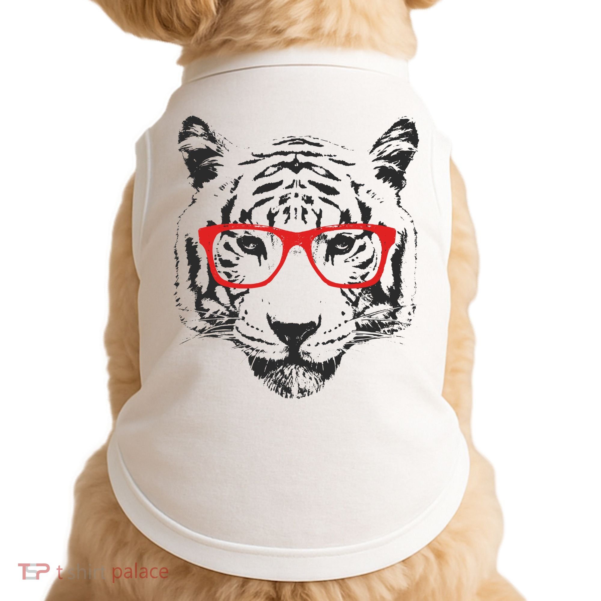 Portrait of Tiger With Glasses Doggie Tank