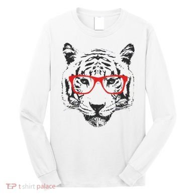 Portrait of Tiger With Glasses Long Sleeve Shirt