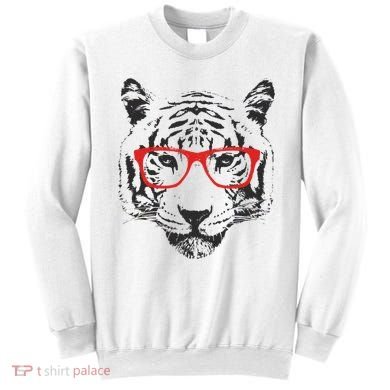 Portrait of Tiger With Glasses Sweatshirt