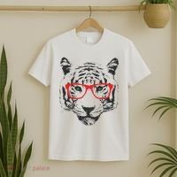 Portrait of Tiger With Glasses T-Shirt thumb 2