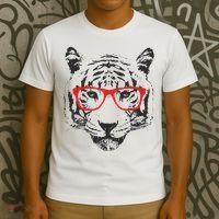 Portrait of Tiger With Glasses T-Shirt thumb 3