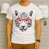 Portrait of Tiger With Glasses T-Shirt thumb 6