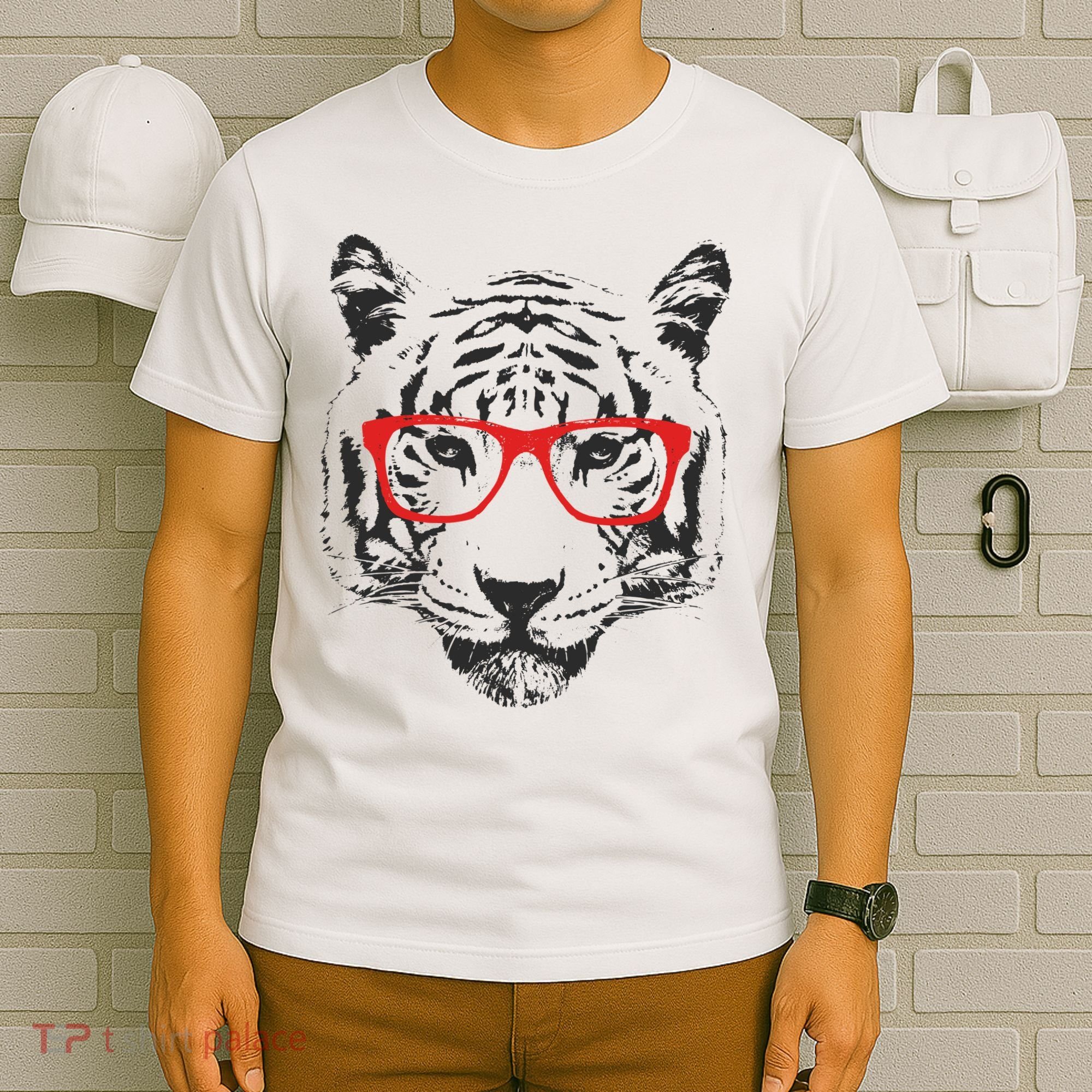Portrait of Tiger With Glasses T-Shirt