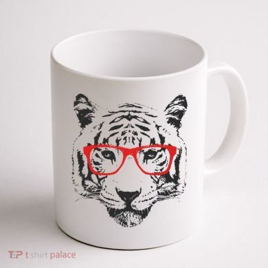 Portrait of Tiger With Glasses Coffee Mug back