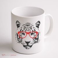 Portrait of Tiger With Glasses Coffee Mug thumb 1