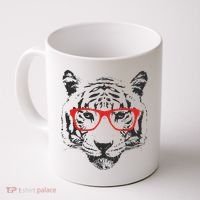 Portrait of Tiger With Glasses Coffee Mug thumb 0