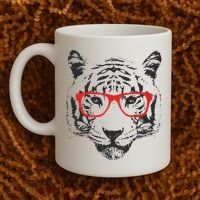 Portrait of Tiger With Glasses Coffee Mug thumb 2