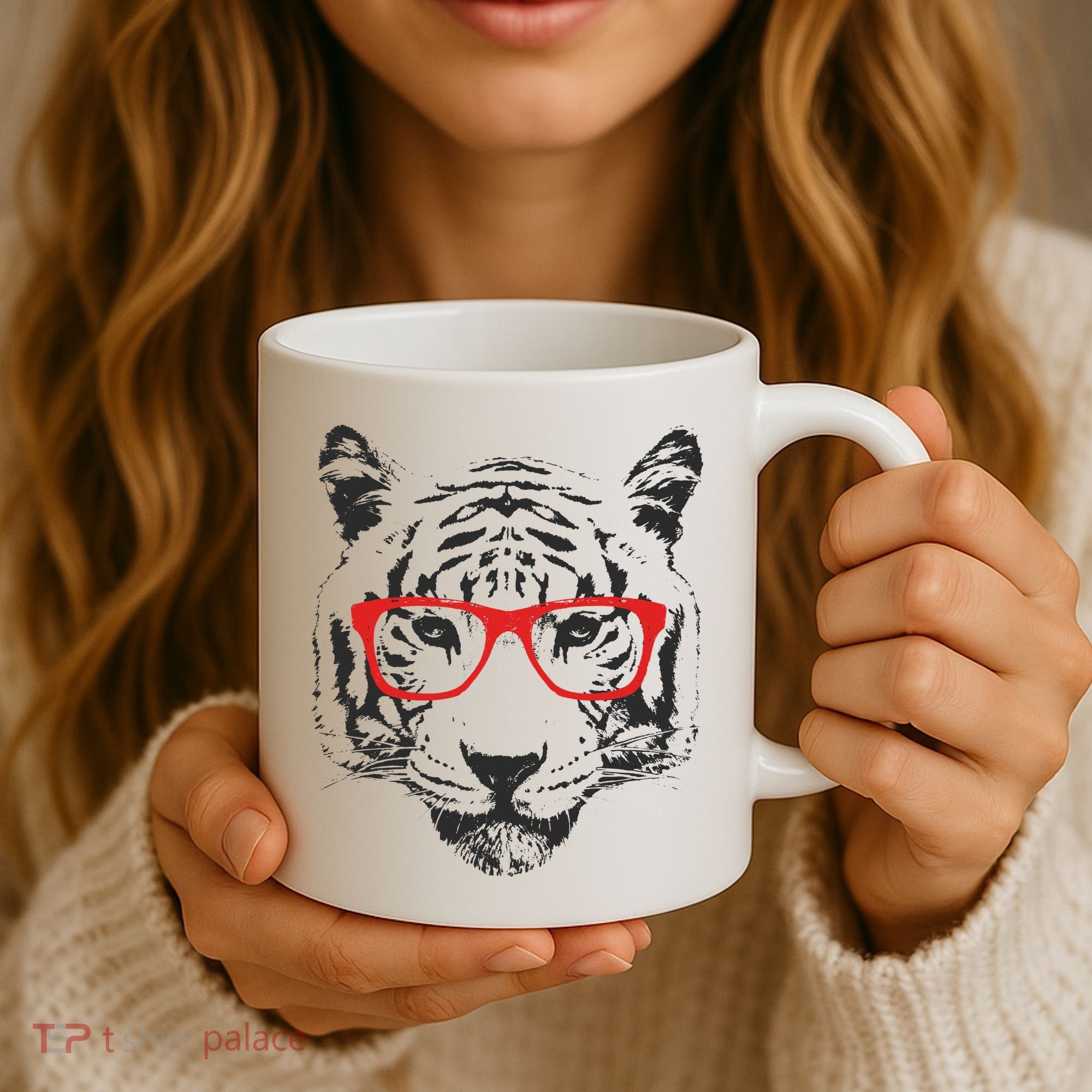 Portrait of Tiger With Glasses Coffee Mug