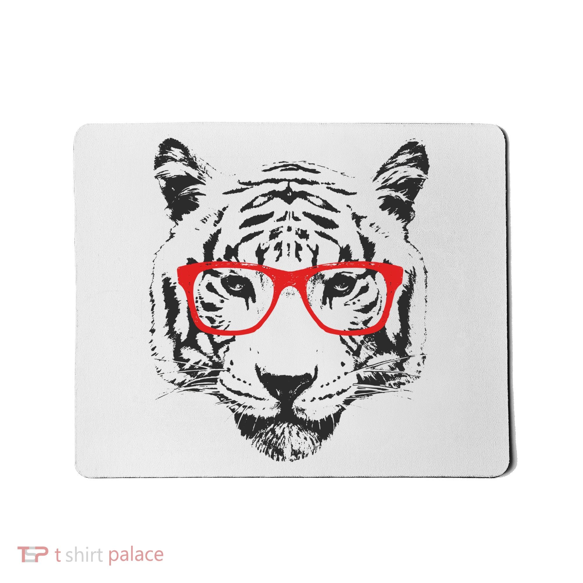 Portrait of Tiger With Glasses Mousepad