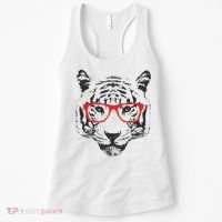 Portrait of Tiger With Glasses Women's Tank Top thumb 0