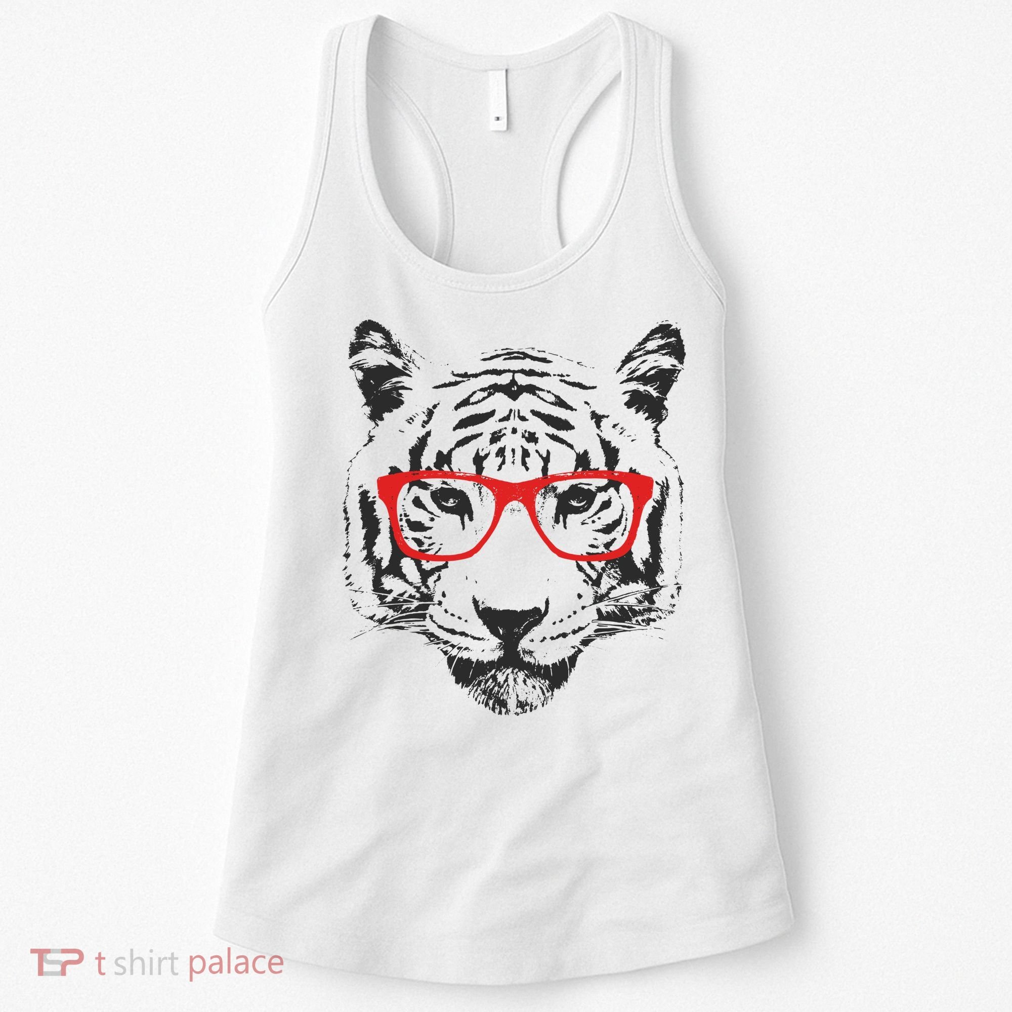 Portrait of Tiger With Glasses Women's Tank Top